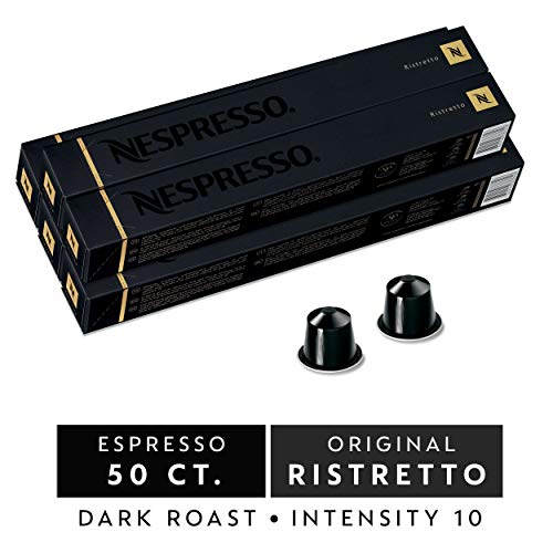Product Cover Nespresso Capsules OriginalLine, Ristretto Intenso, Dark Roast Coffee, 50 Count Coffee Pods, Brews 1.35oz