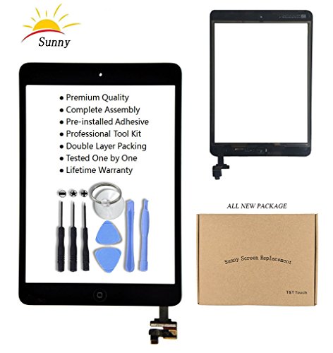 Product Cover iPad Mini&Mini 2 Model A1432 A1454 A1455 A1489 A1490 Black Digitizer Glass Replacement Digitizer Replacement Screen Replacement Full Assembly Includes Adhesive Stickers and Professional Tools