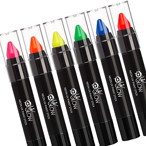 Product Cover UV Glow - Neon UV Paint Stick for the Face & Body - Set of 6 Colours. Genuine and original UV Glow product - glows brightly under blacklights!
