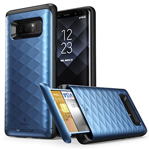 Product Cover Galaxy Note 8 Case, Clayco [Argos Series] Premium Hybrid Protective Wallet Case for Samsung Galaxy Note 8 (Built-in Credit Card/ID Card Slot) (Blue)