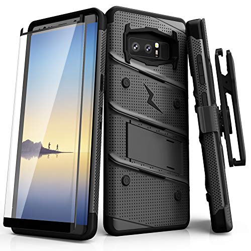 Product Cover ZIZO Bolt Series Samsung Galaxy Note 8 Case Military Grade Drop Tested with Tempered Glass Screen Protector Holster Metal Gray Black