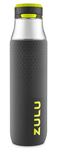 Product Cover ZULU Studio Glass Water Bottle with Silicone Sleeve, 26 oz, Grey/Green