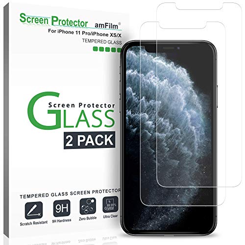 Product Cover amFilm Glass Screen Protector for iPhone 11 Pro, XS, X (2 Pack) Tempered Glass
