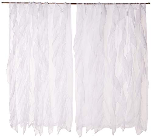 Product Cover Sweet Home Collection Sheer Voile Vertical Ruffled Window Curtain Panel 50