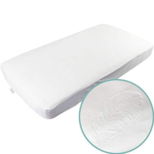 Product Cover Crib Mattress Pad Cover Protector Noiseless Waterproof Natural Bamboo Jacquard Fitted Sheet Hypoallergenic Soft for Infant and Toddler Standard Size Cribs