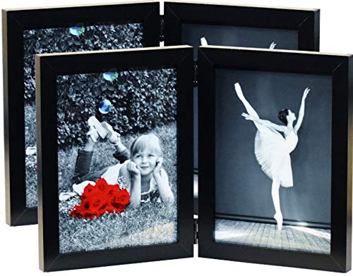 Product Cover (2-Pack) 5x7 Folding Photo Frames with HIGH Definition Glass - Displays Two 5