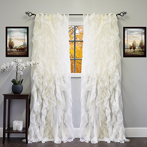 Product Cover Sweet Home Collection Sheer Voile Vertical Ruffled Window Curtain Panel 50