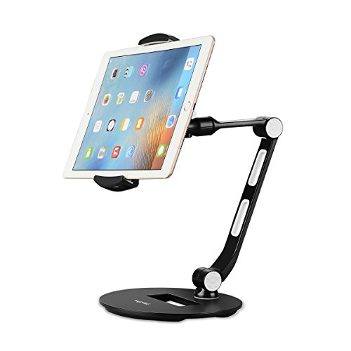 Product Cover Suptek Aluminum Tablet Desk Stand for iPad, iPhone, Samsung, Asus and More 4.7-11 inch Devices, 360° Flexible Cell Phone Holder Mount, Good for Bed, Kitchen, Office (YF208D)