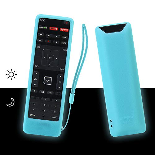Product Cover SIKAI Remote Case Compatible with Vizio XRT122 Smart TV Remote Silicone Case for VIZIO Smart LCD LED TV Remote [Shock Proof] Silicone Cover for Vizio XRT122 Remote with Lanyard (Glow in Dark Blue)