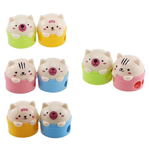 Product Cover Acmer Cute Cartoon Animal Bear Two-Holes Pencil Sharpeners School Gift Prize for Kids - Great Quality, Pack of 8