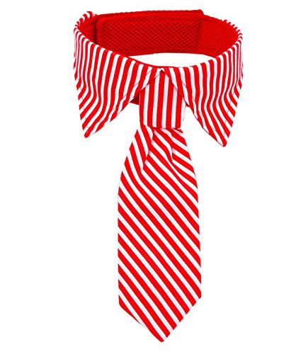 Product Cover Amajiji Pets Bowtie, Formal Stripe Adjustable Pet Bow Tie and Collar for Only Large Dogs (Red)