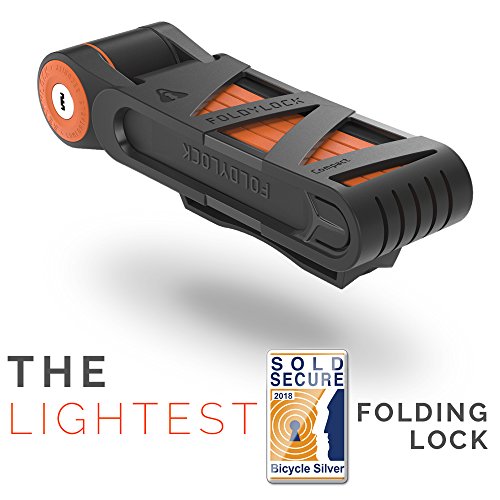 Product Cover FOLDYLOCK Compact Bike Lock Orange | Extreme Bike Lock - Heavy Duty Bicycle Security Chain Lock Steel Bars| Carrying Case Included| Unfolds to 85cm / 33.5