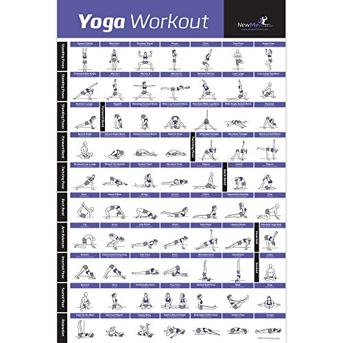 Product Cover Yoga Pose Exercise Poster Laminated - Premium Instructional Beginner's Chart for Sequences & Flow - 70 Essential Poses - Sanskrit & English Names - Easy, View It & Do It! - Vol 1 20