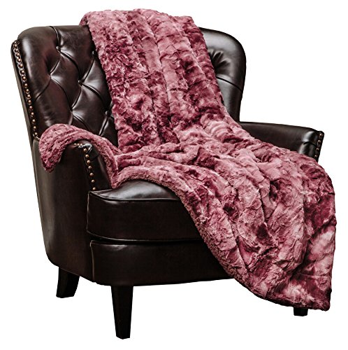 Product Cover Chanasya Fuzzy Faux Fur Throw Blanket - Light Weight Blanket for Bed Couch and Living Room Suitable for Fall Winter and Spring (50x65 Inches) Darkrose