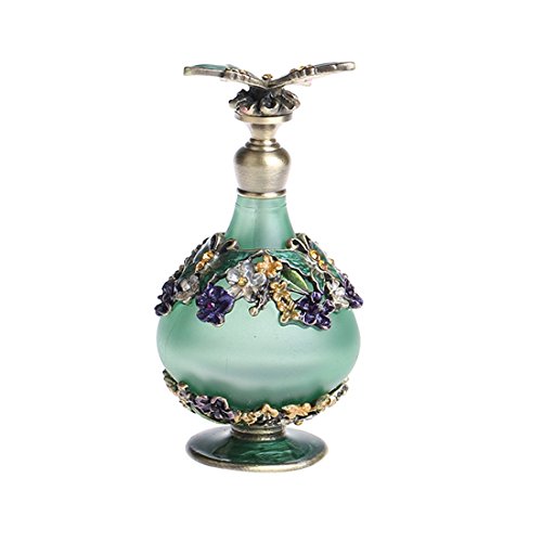 Product Cover YUFENG Restoring Glass Perfume Bottle with Green Butterfly Empty Refillable