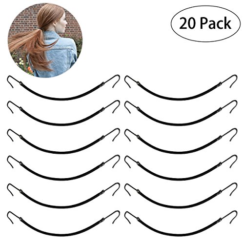 Product Cover Frcolor Black Hair Hook Ponytail Holder with Hooks Elastic Hair Styling Rubber Bands, Pack of 20
