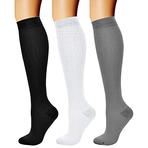 Product Cover CHARMKING Compression Socks (3 Pairs) 15-20 mmHg is Best Athletic & Medical for Men & Women, Running, Flight, Travel, Nurses, Edema - Boost Performance, Blood Circulation & Recovery (S/M, Assorted 03)