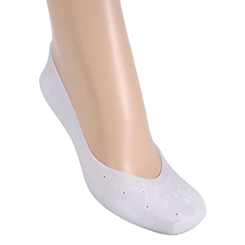 Product Cover Silicone Gel Moisturizing Socks - Delman Cracked Treatment Protector, Prevent Plantar Fasciitis and Metatarsalgia, with Holes, Foot Care (Large)