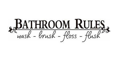 Product Cover CUGBO Bathroom Rules Decal Wash Brush Floss Flush Wall Art Quote Removable Toilet Sign Vinyl Home Nursery Decor Sticker