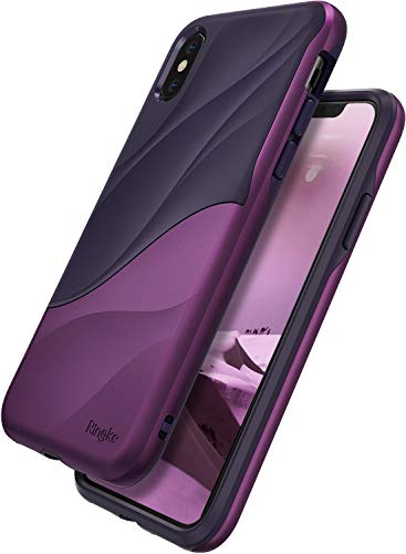 Product Cover Ringke Wave Case Compatible with iPhone X iPhone 10, Qi Wireless Charge Compatible Dual Layer Heavy Duty Textured Shock Absorbent Drop Resistant Protection Design Cover - Metallic Purple