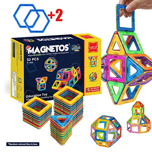 Product Cover MAGNETOS Magnetic Blocks Building Set for Kids, 30+2 Pcs Educational Toys for Boys & Girls, FREE Booklet, Learning Construction Game, Best Christmas Birthday Gift & Preschool STEM Toy for Childrens