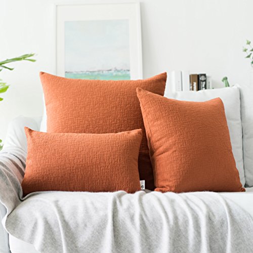 Product Cover Kevin Textile Super Soft Plush Corduroy Solid Textured Throw Euro Pillow Sham Cushion Cover with Zipper, 24 x 24(61cm), Burnt Brick Red