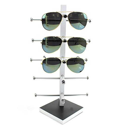 Product Cover Display Rack, Petforu Wooden Sunglasses Holder Eyeglass Collections Display Stand (Black + White)