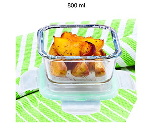 Product Cover Signoraware Lock 'N' Store Glass Container Square, 800ml, Transparent