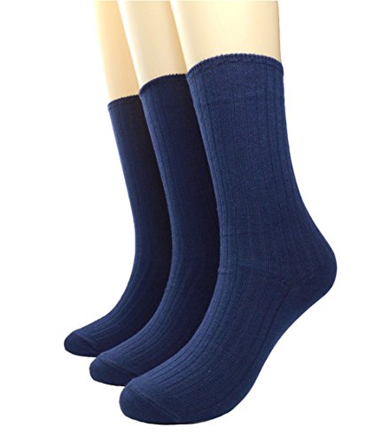 Product Cover BLACOCO Women's Pure Color Simple Sock Soft Comfort Casual Cotton Crew Socks (Navy Blue)