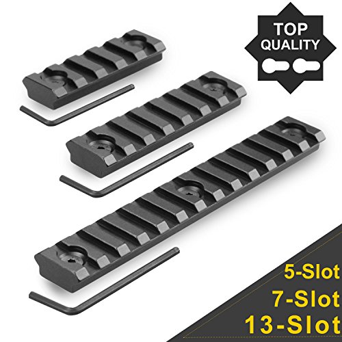 Product Cover Modkin Picatinny Rail Sections for Keymod System, Lightweight Keymod Rail Mount Pack of 3 (13-Slot 7-Slot 5-Slot), Aluminum in Black