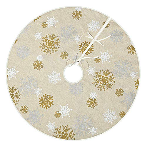 Product Cover VGIA 48 inch Christmas Tree Skirt with Snowflake Pattern Christmas Decoration