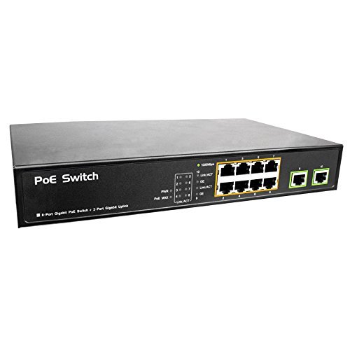 Product Cover BV-Tech 8 Gigabit PoE+ Ports with 2 Enthernet Uplink, 130W, 802.3af/at POE-SW802G