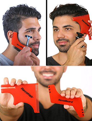 Product Cover RevoBeard & RevoHair - Beard Shaping & Haircut Tool - For Hairline Lineup, Edge up - Template/Stencil for Trimming Beard, Mustache, Goatee, Neckline - Great Barber Supplies - Men's Grooming Kit