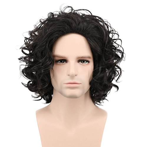 Product Cover Karlery Mens Dark Brown Short Curly Fluffy Wig Halloween Cosplay Wig Costume Party Wig