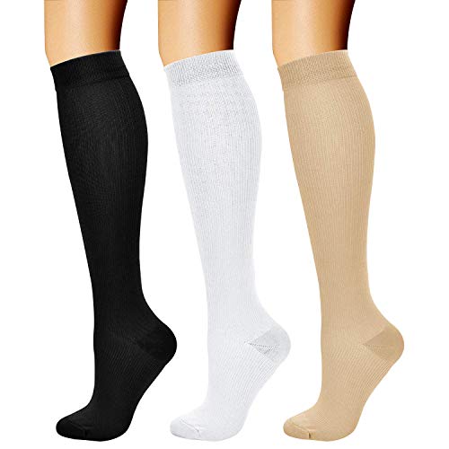 Product Cover CHARMKING Compression Socks (3 Pairs) 15-20 mmHg is Best Athletic & Medical for Men & Women, Running, Flight, Travel, Nurses, Edema - Boost Performance, Blood Circulation & Recovery (L/XL,Assorted 02)