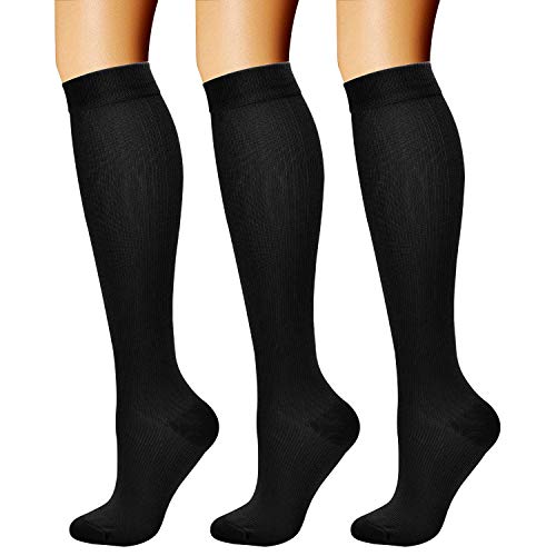 Product Cover CHARMKING Compression Socks (3 Pairs) 15-20 mmHg is Best Athletic & Medical for Men & Women, Running, Flight, Travel, Nurses, Edema - Boost Performance, Blood Circulation & Recovery (L/XL, Black)