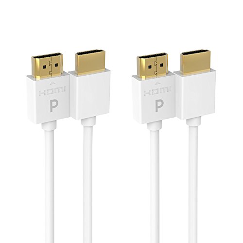 Product Cover Pacroban Ultra Slim White 4K HDMI Cable (6ft - 2pack) - Available in 1.5, 3, 6, 10, 15, 17 Feet