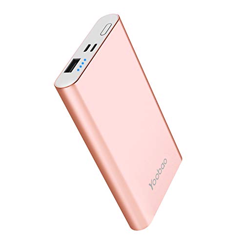 Product Cover Portable Charger Yoobao Power Bank Apple & Micro Input 8000mAh Compact Powerbank External Cellphone Battery Backup Pack Compatible iPhone X 8 7 6 Plus Android Smartphone Samsung Galaxy etc- Rose Gold