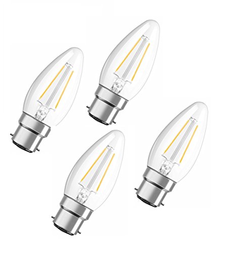 Product Cover Origin Glass LED Filament Bulb-3W-Candle Shape-B22 Base (Warm White) - Pack of 4