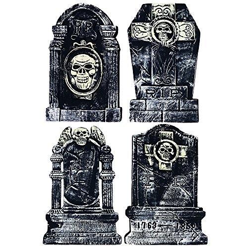Product Cover Halloween Tombstone 20 Inch - 4 Piece Set For Creepy Yard Halloween Decorations & Party Supplies by Colonel Pickles Novelties