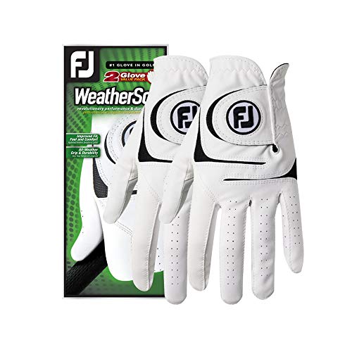 Product Cover FootJoy Men's WeatherSof 2-Pack Golf Glove White Cadet Medium/Large, Worn on Left Hand