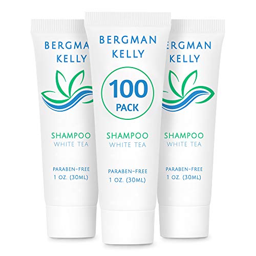 Product Cover BERGMAN KELLY Travel Size Hotel Shampoo (1 Fl Oz, 100 PK, White Tea), Delight Your Guests with Revitalizing and Refreshing Shampoo for Guest Hospitality, Mini & Small Size Luxury Shampoo in Bulk