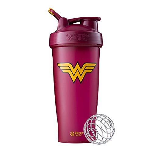 Product Cover BlenderBottle Justice League Superhero Classic 28-Ounce Shaker Bottle, Wonder Woman