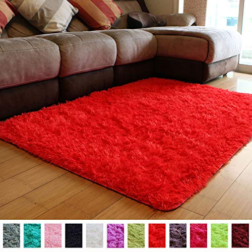Product Cover PAGISOFE Soft Girls Boys Room Rug Bedroom Nursery Decorative Carpet 4' x 5.3',Red