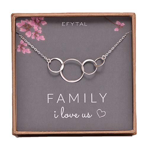 Product Cover EFYTAL Sterling Silver Family of Four Circles I Love Us Necklace Mom, Dad 2 Kids Mothers Day Jewelry Gift 4 Wife