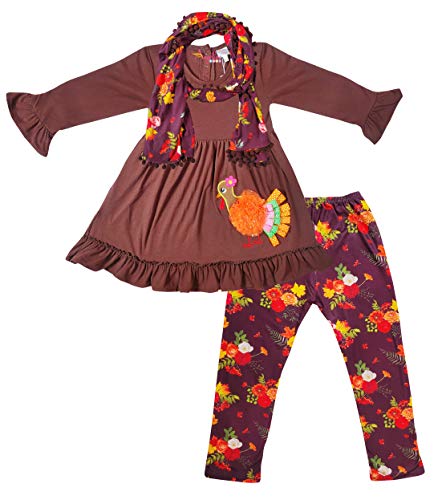 Product Cover Angeline Boutique Clothing Girls Fall Colors Vintage Floral Scarf Set - Thanksgiving