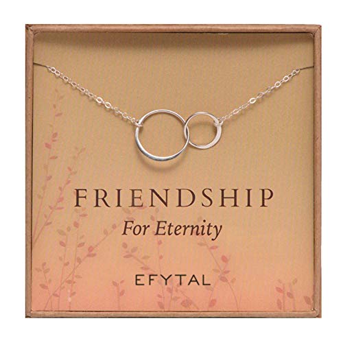 Product Cover EFYTAL Best Friend Gifts, Sterling Silver Friendship for Eternity Necklace, Two Interlocking Infinity Circles Gift For Best Friend
