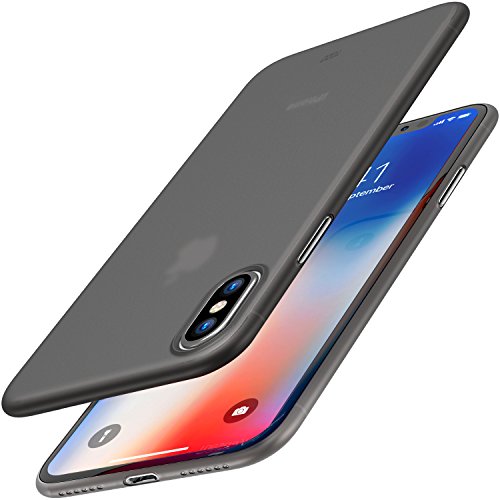 Product Cover TOZO for iPhone X Case, Ultra Thin Hard Cover [0.35mm] World's Thinnest Protect Bumper Slim Fit Shell iPhone 10/X [ Semi-Transparent ] Lightweight [Matte Black]