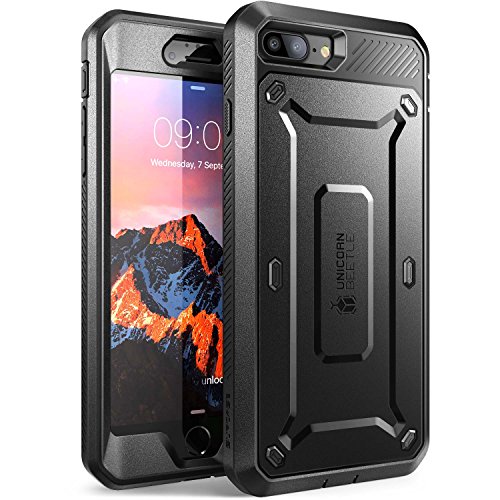 Product Cover SUPCASE Unicorn Beetle Pro Series Phone Case Designed for iPhone 8 Plus, with Built-In Screen Protector Full-body Rugged Holster Case for Apple iPhone 7 Plus 2016 / iPhone 8 Plus 2017 Release (Black)