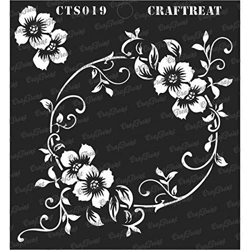 Product Cover CrafTreat Stencil - Flourish Circle - Reusable Painting Template for Journal, Notebook, Home Decor, Crafting, DIY Albums, Scrapbook and Printing on Paper, Floor, Wall, Tile, Fabric, Wood 6x6 inches